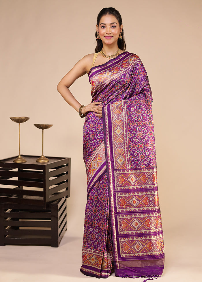 Purple Dupion Silk Saree With Blouse Piece