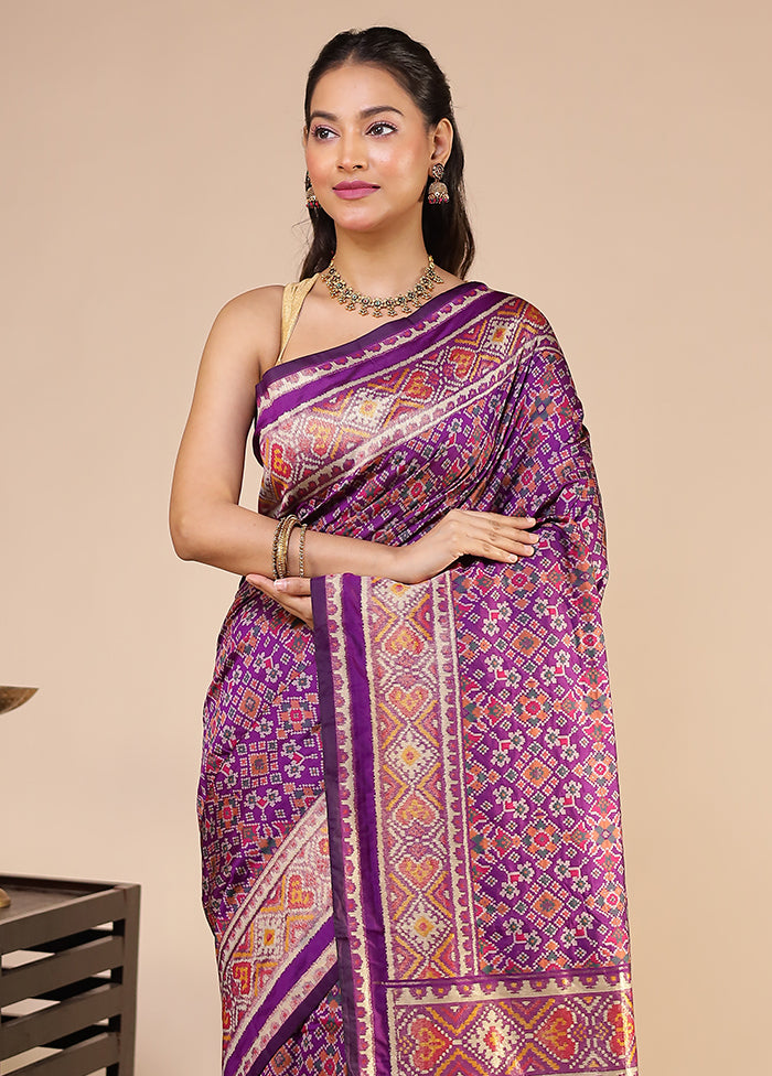 Purple Dupion Silk Saree With Blouse Piece