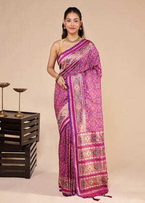 Purple Dupion Silk Saree With Blouse Piece