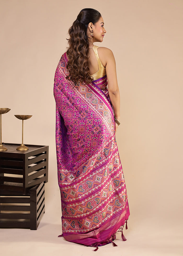 Purple Dupion Silk Saree With Blouse Piece