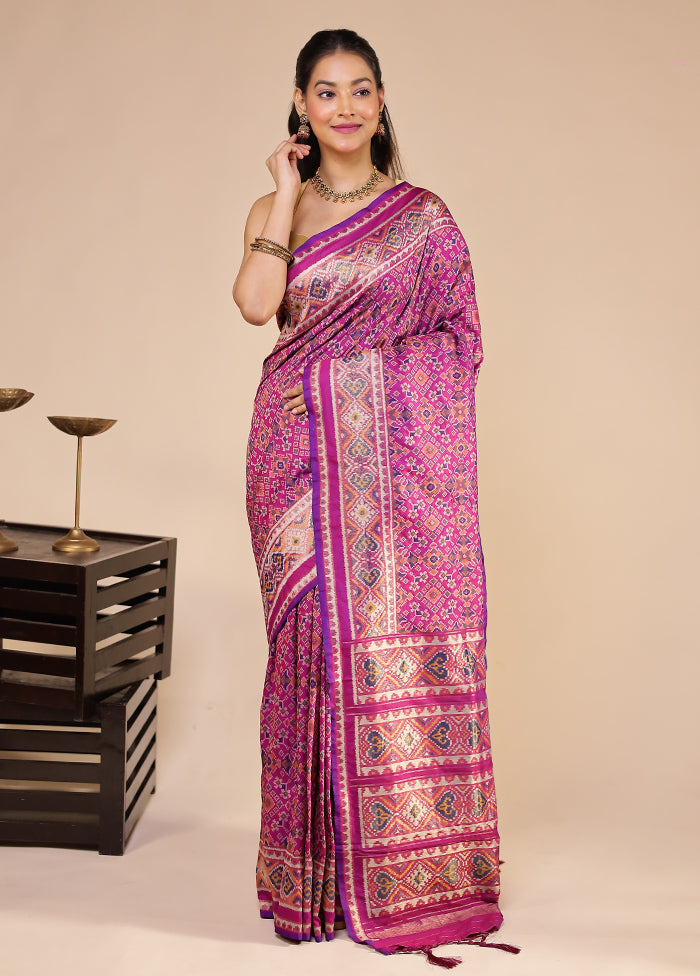 Purple Dupion Silk Saree With Blouse Piece
