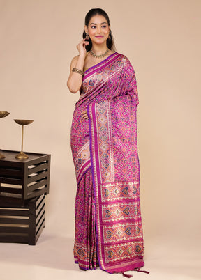 Purple Dupion Silk Saree With Blouse Piece