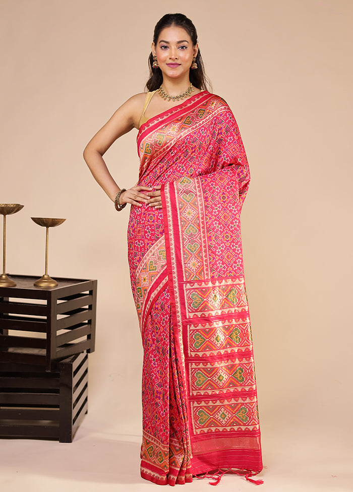 Pink Dupion Silk Saree With Blouse Piece