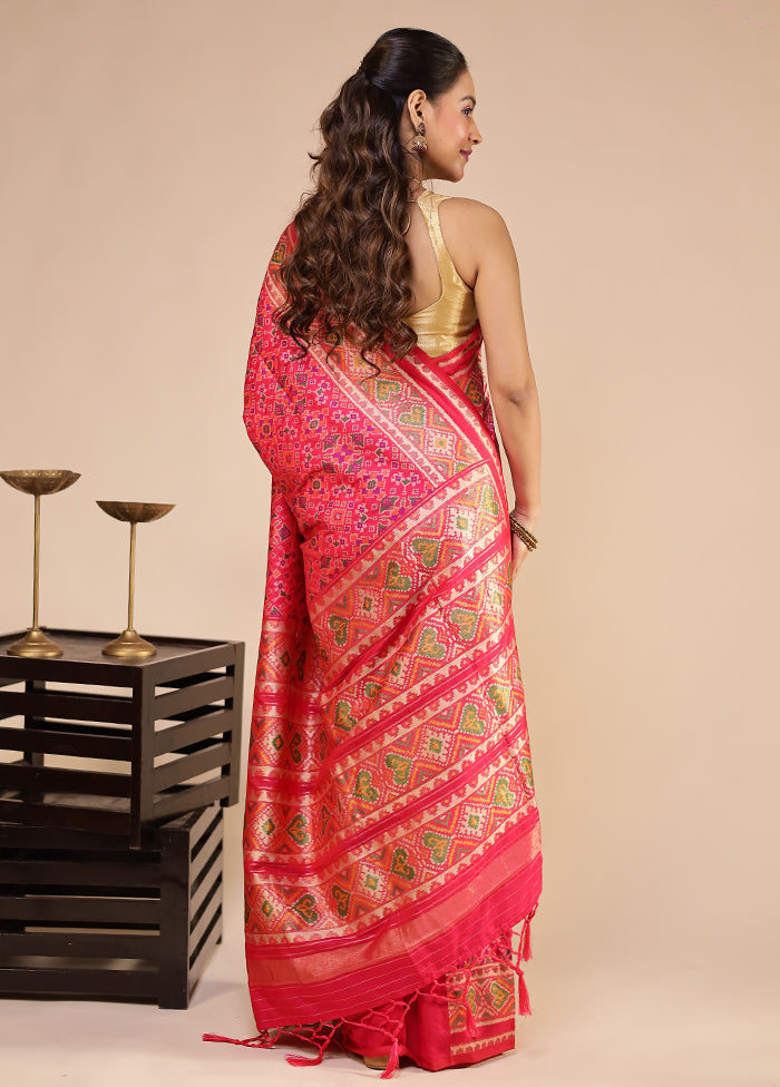 Pink Dupion Silk Saree With Blouse Piece