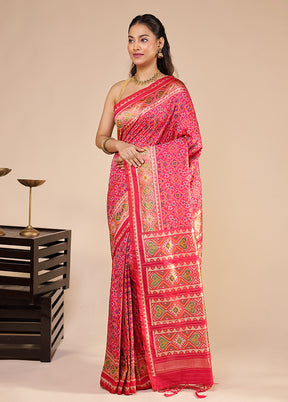 Pink Dupion Silk Saree With Blouse Piece