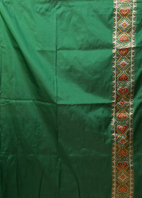 Green Dupion Silk Saree With Blouse Piece