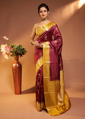 Purple Dupion Silk Saree With Blouse Piece