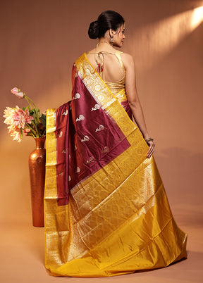 Purple Dupion Silk Saree With Blouse Piece
