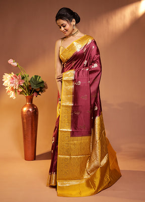 Purple Dupion Silk Saree With Blouse Piece