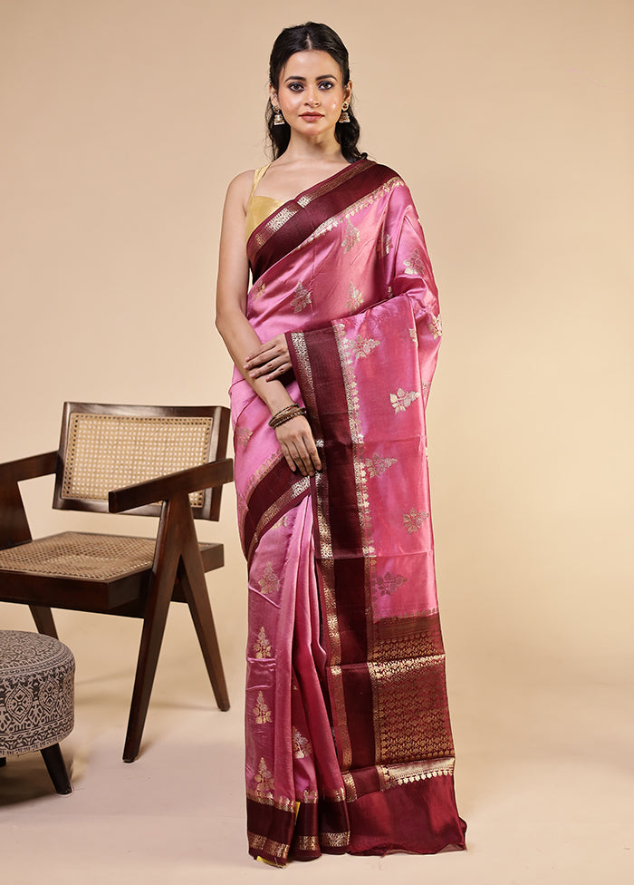 Purple Dupion Silk Saree With Blouse Piece