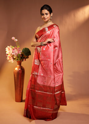 Pink Dupion Silk Saree With Blouse Piece