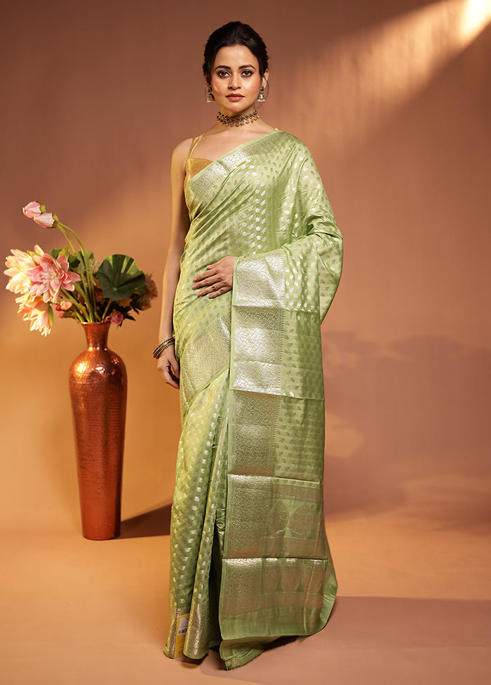 Green Handloom Dupion Pure Silk Saree With Blouse Piece
