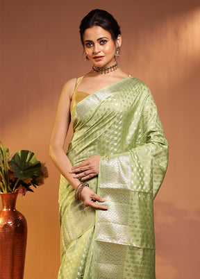 Green Handloom Dupion Pure Silk Saree With Blouse Piece