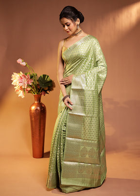 Green Handloom Dupion Pure Silk Saree With Blouse Piece