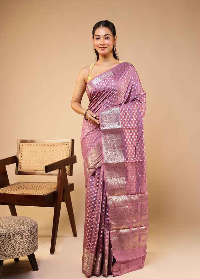 Purple Handloom Dupion Pure Silk Saree With Blouse Piece