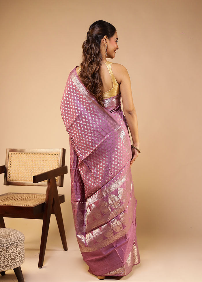 Purple Handloom Dupion Pure Silk Saree With Blouse Piece