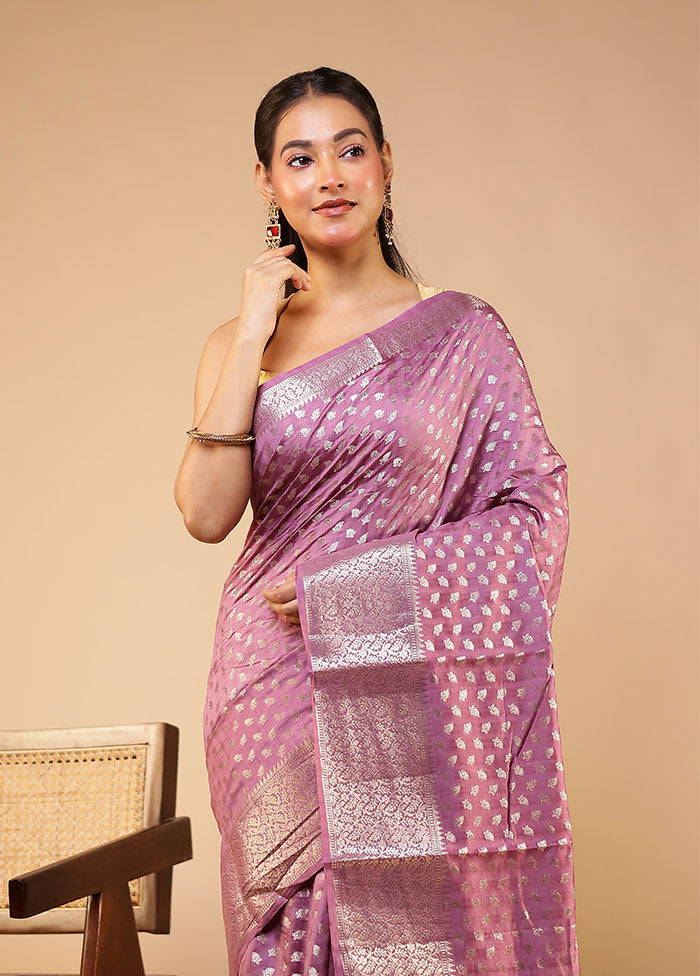 Purple Handloom Dupion Pure Silk Saree With Blouse Piece