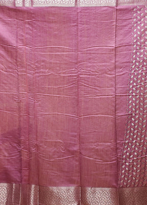 Purple Handloom Dupion Pure Silk Saree With Blouse Piece