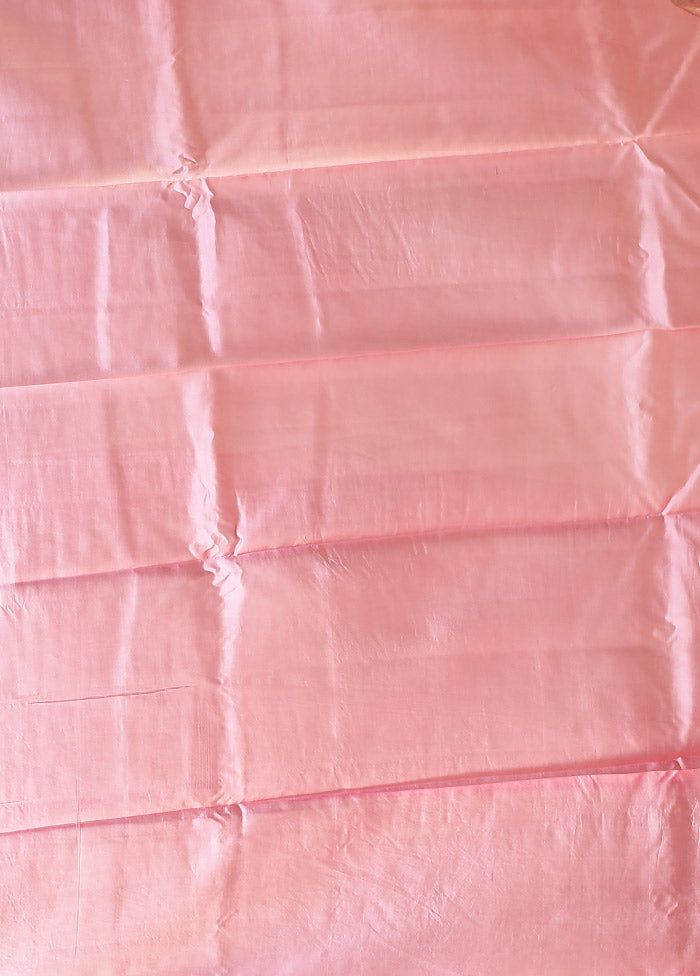 Pink Handloom Dupion Pure Silk Saree With Blouse Piece