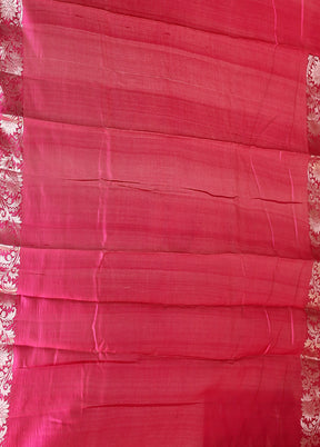 Pink Handloom Dupion Pure Silk Saree With Blouse Piece