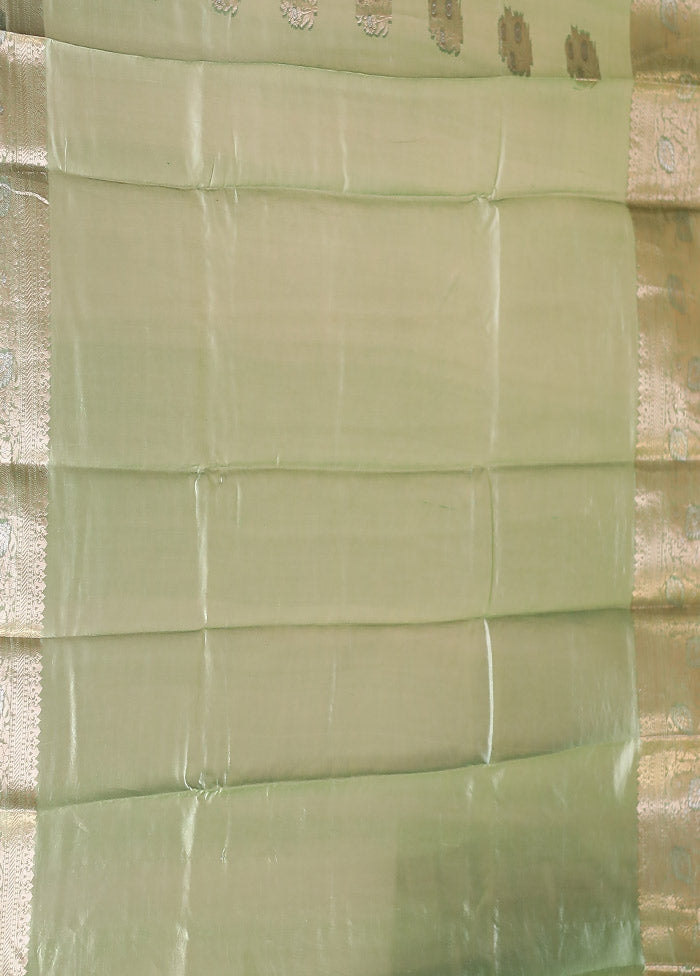 Green Handloom Dupion Pure Silk Saree With Blouse Piece