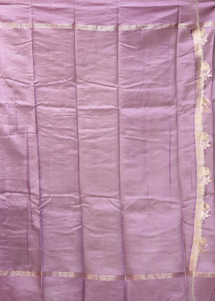 Purple Handloom Dupion Pure Silk Saree With Blouse Piece
