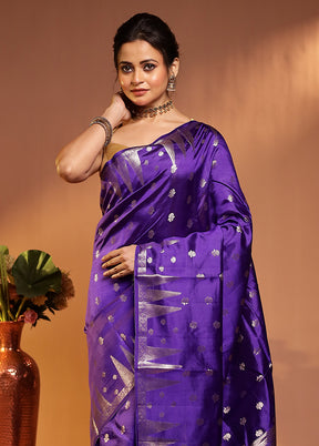 Blue Handloom Dupion Pure Silk Saree With Blouse Piece