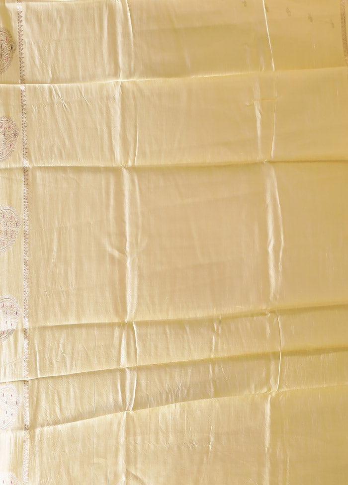 Cream Handloom Dupion Pure Silk Saree With Blouse Piece