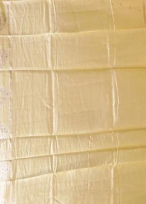 Cream Handloom Dupion Pure Silk Saree With Blouse Piece