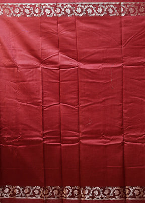 Maroon Dupion Silk Saree With Blouse Piece