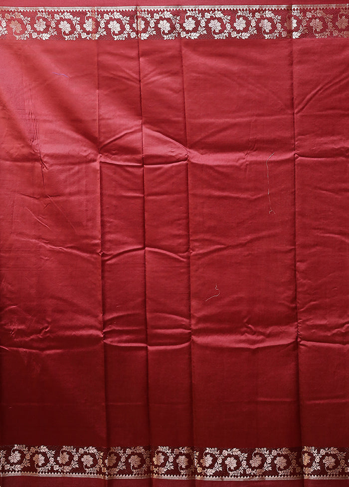 Maroon Dupion Silk Saree With Blouse Piece
