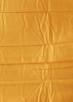 Yellow Dupion Silk Saree With Blouse Piece