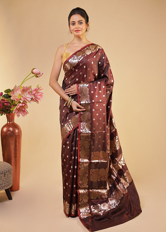 Maroon Dupion Silk Saree With Blouse Piece