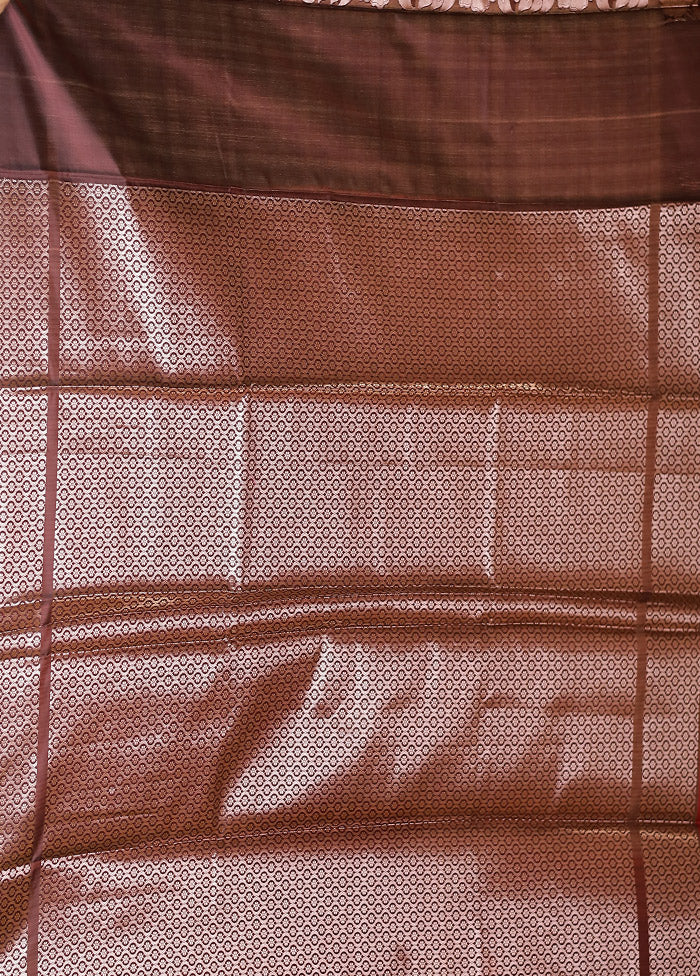 Maroon Dupion Silk Saree With Blouse Piece