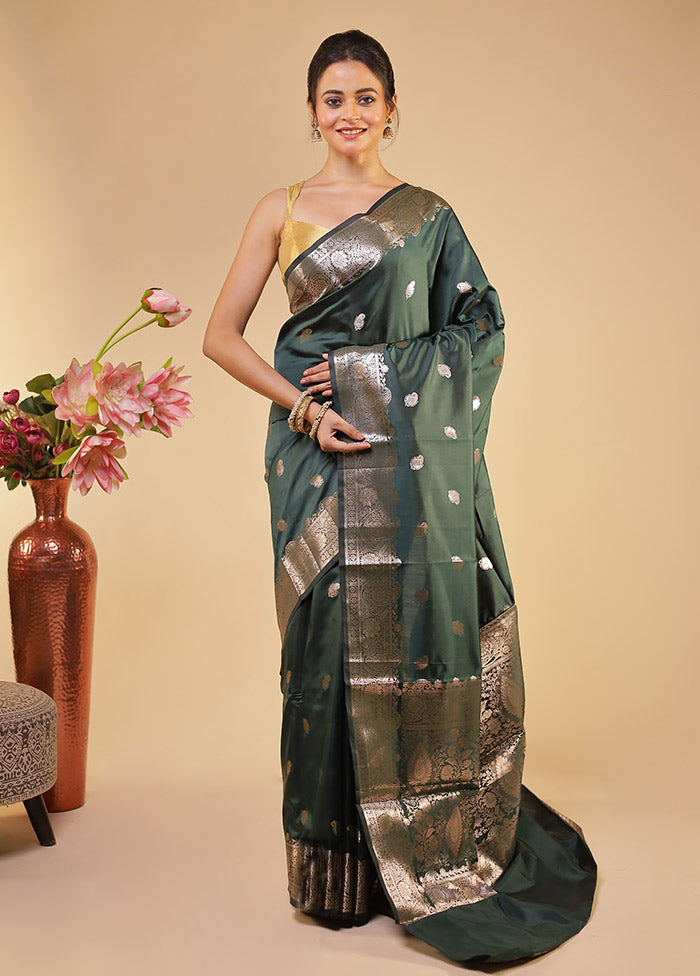 Green Dupion Silk Saree With Blouse Piece