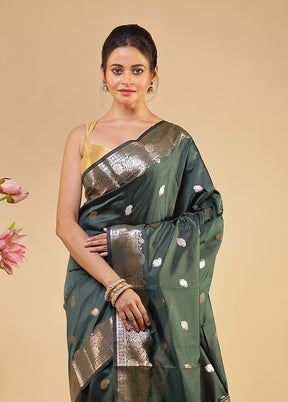 Green Dupion Silk Saree With Blouse Piece