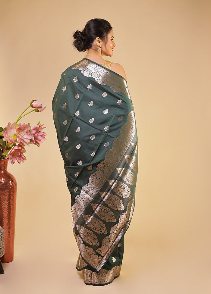 Green Dupion Silk Saree With Blouse Piece