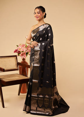 Black Dupion Silk Saree With Blouse Piece