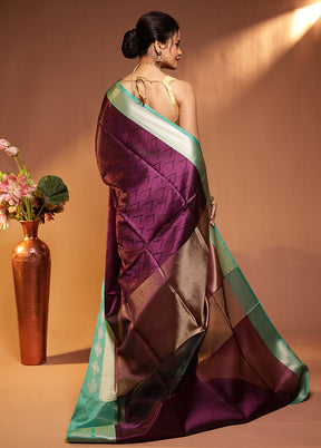 Purple Kora Silk Saree With Blouse Piece