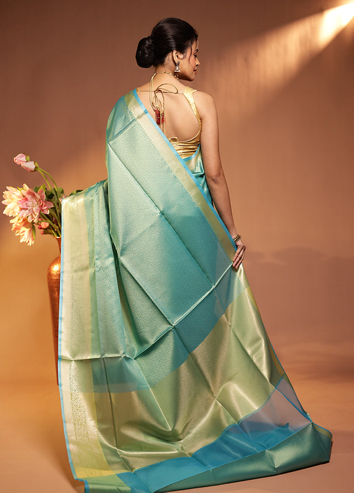 Green Kora Silk Saree With Blouse Piece