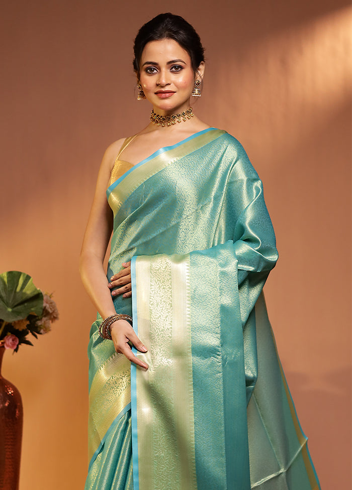 Green Kora Silk Saree With Blouse Piece