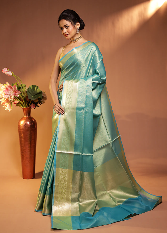 Green Kora Silk Saree With Blouse Piece