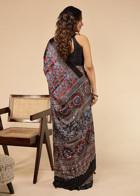 Multicolor Printed Silk Saree Without Blouse Piece