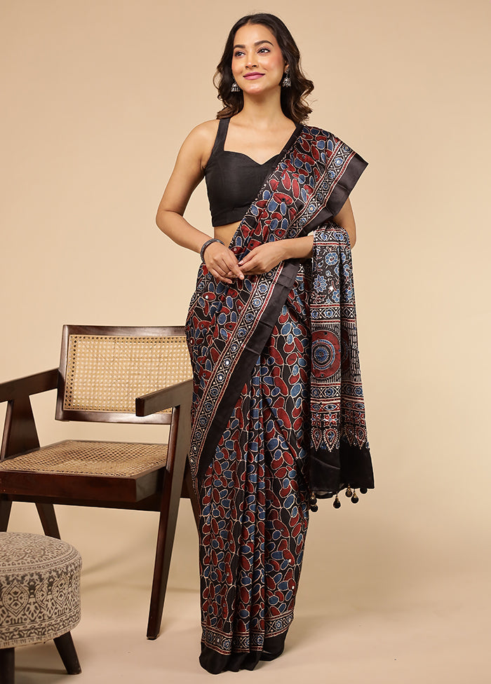 Multicolor Printed Silk Saree Without Blouse Piece