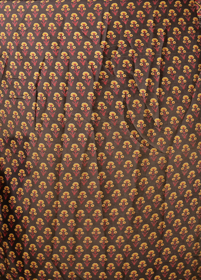 Black Printed Silk Saree Without Blouse Piece