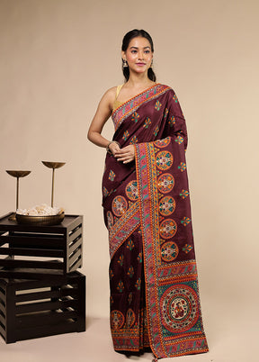 Purple Dupion Silk Saree With Blouse Piece