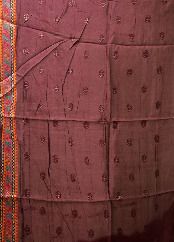 Purple Dupion Silk Saree With Blouse Piece
