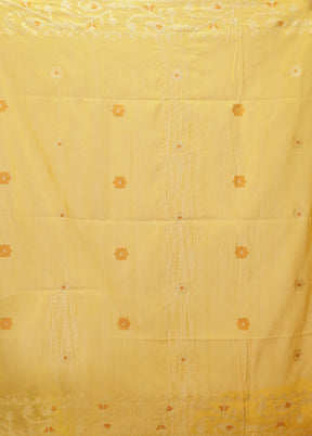 Yellow Matka Silk Saree With Blouse Piece