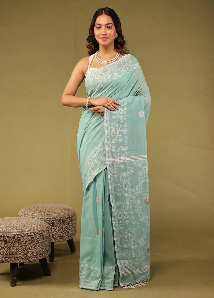 Green Matka Silk Saree With Blouse Piece