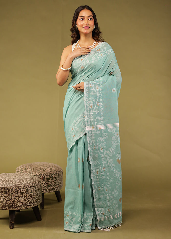 Green Matka Silk Saree With Blouse Piece